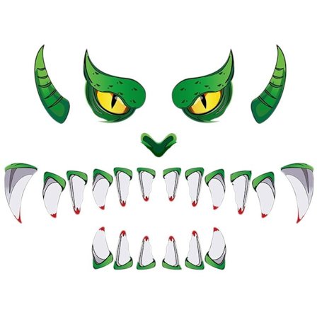 Vihreä autotallin oven koristelu, 23 kappaletta PVC pelottava ikkuna käytävä auton oven tarra koriste