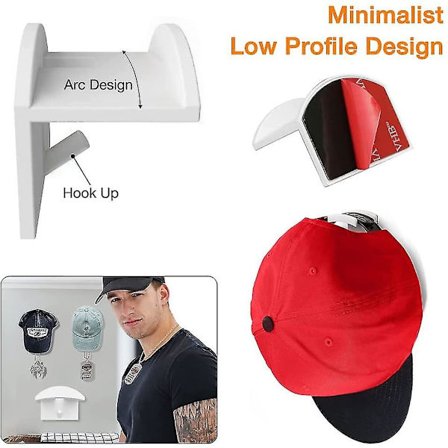 10 stk Hat Hanger Organizer, Cap Organizer Vægholder til Baseballkasket, Hvid