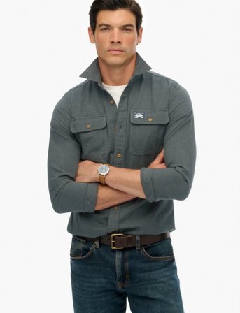 Superdry Flannel Workwear Shirt - Green - XXXL