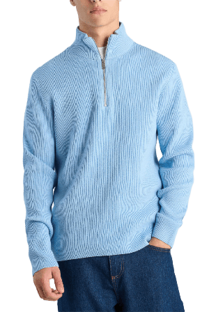 Lindbergh Half Zip Rib Knit Tröjor Herr Blå L