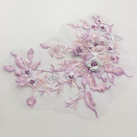 Brudekjole Trim Broderi Tyl Applikation Perle LYS LILLA