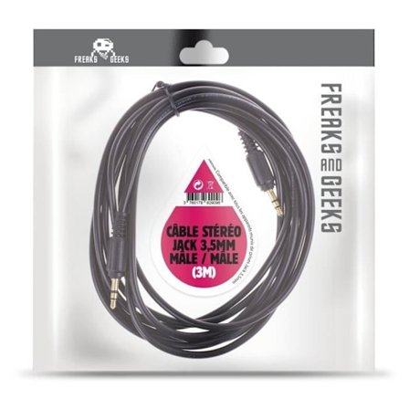 Ljudkabel 3,5 mm - FREAKS AND GEEKS - 3 meter - Stereo hane - Färg grå