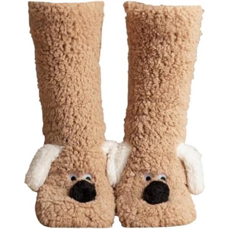 ING Tykke tøfler i korallfleece for kvinner med sklisikker såle, ekstra myke, plysj, varme vintersokker til hjemmebruk, størrelse 5-10, komfortable 