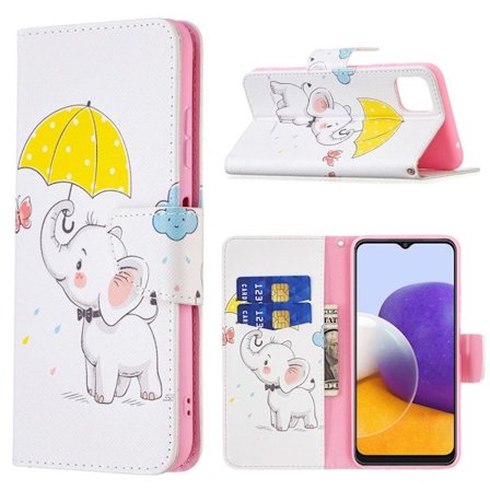 Wonderland Samsung Galaxy A22 5G Flippetui - Elefant og Paraply