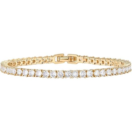 18K forgyldt 4mm kubisk zirkonia klassisk tennisarmbånd | Guld armbånd til kvinder