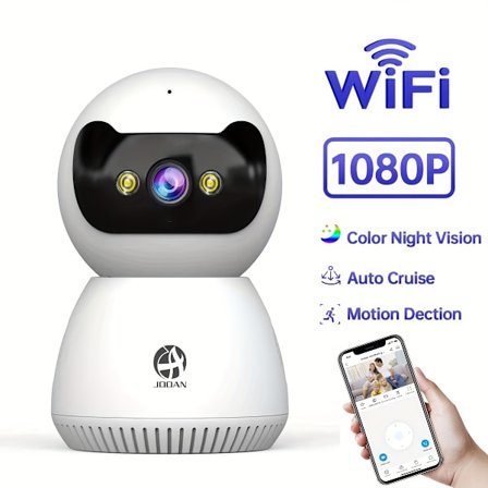 1080p sikkerhetskamera med 355° roterende PTZ innendørs kamera, støtte for dual-band 2.4G og 5G WiFi, fjernstyring via app, toveis lyd, co[D]