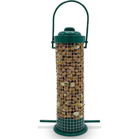 Plastfågelmatare för jordnötter - lockar en mängd olika fåglar till din trädgård