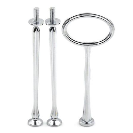 2/3 våningar Cake Rod Tallrik Stativ Handtag Beslag Hårdvara Bröllopsfest Tillbehör Silver 3 Tier
