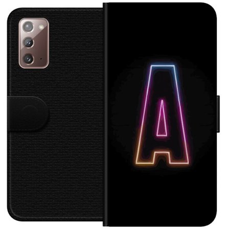 Yhteensopiva Lompakkokotelo Samsung Samsung Galaxy Note20 Minimalistinen neonkirjain A sateenkaarenvärisessä valossa mustaa taustaa vasten moderniss