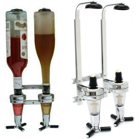 Väggmonterad vinhylla, doseringsflaskhållare, aluminium 2 flaskor