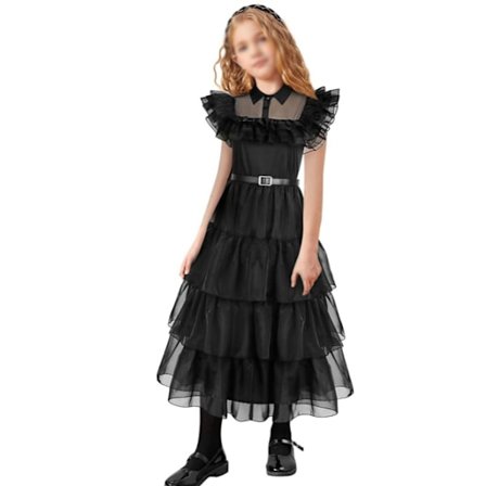 Girl's Black Casual Peter Pan krage festklänning