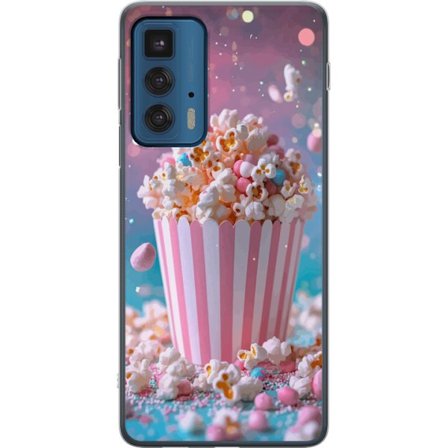 Kompatibelt Mobilskal till Motorola Motorola Edge 20 Pro Popcorn-hink retro bio snacks rolig figur