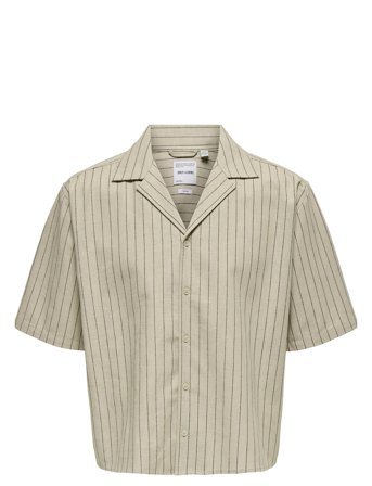 ONLY & SONS Onsemilo Rlx Ss Linen Resort Shirt 0256 - Beige - XXL