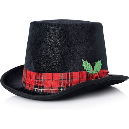 Snømannhatt juletrepynt Snømannhatt juletrepynt med rutete rødt bånd og misteltein kristtorn og bær