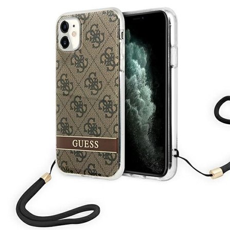 Guess GUOHCN61H4STW iPhone 11 brun/brun hardcase 4G Print Strap