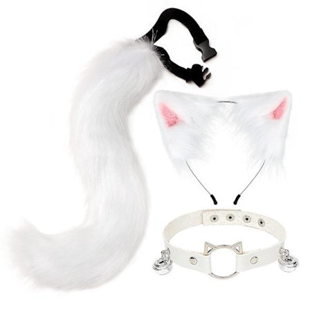 3 stk. Cosplay Katt Søte Ører Hårbøyle Lodden Rev Hale Bjelle Hals Choker Sett Leker