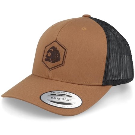 Skillfish - Ruskea trucker Lippis - Piranha Skull Hex Patch Varamel/Black Trucker @ Hatstore