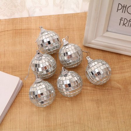 Speilballer, 12 stykker Mini sølv speilball (3CM), Sølv Disco