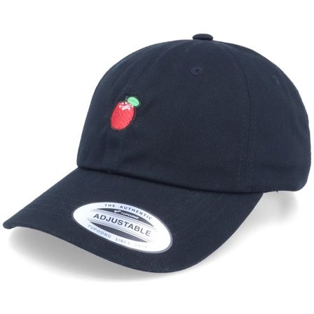 Iconic - Svart unconstructed Keps - Little Tiny Apple Black Dad Cap @ Hatstore