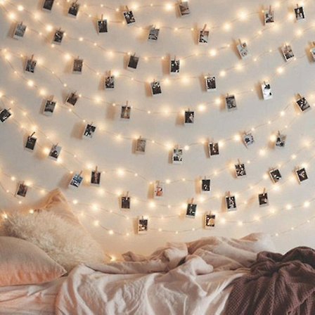 Koppartrådsklämmor LED-ljusslinga USB Fotoväggsdekoration