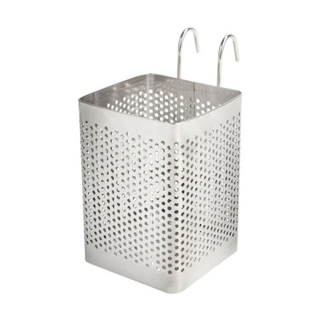 Suorakulmainen metallinen ruokailuvälineteline, seinälle kiinnitettävä ruokailuvälinekori, keittiön ruokailuvälineteline