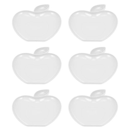 Äppelformade brickor Små tallrikar för dessert Grönsakssnacks Personlig fest Bankettanvändning 22X17,5CM Vit 6st