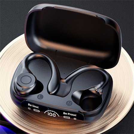 Gaming Headset Konkurranse Lav Latens In-Ear Bluetooth Hodetelefoner, IPX7 Vanntette Immersive Bass Bluetooth Hodetelefoner med Digital Display (Svart