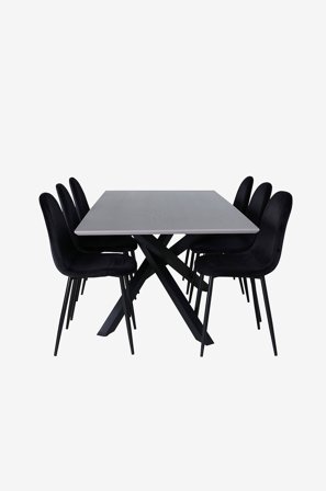 Venture Home - Spisegruppe Piazza med 6 spisebordsstole Polar - Grå - Spisebordssæt 6 personer - Fra Homeroom