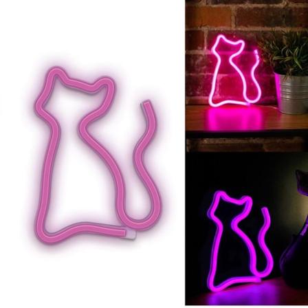 Neon Led Cat Batteri + Usb Forever Light Rosa Rosa
