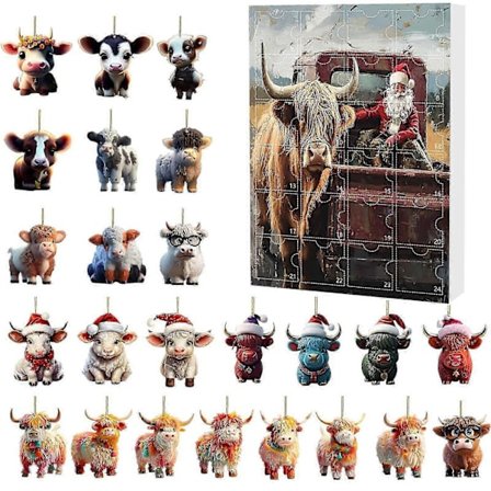 Juleku Adventkalender 2025 24 dager med jule-adventkalender hengende ornament WUD5662