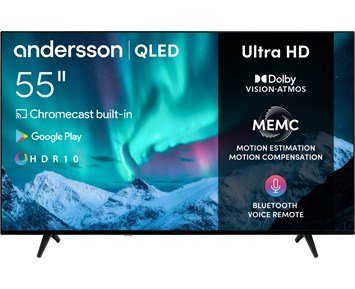 Andersson-QLED5550UHD-55" 4K QLED-TV med lyssterkt bilde og innebygd Chromecast-Tv-46–55 tommer