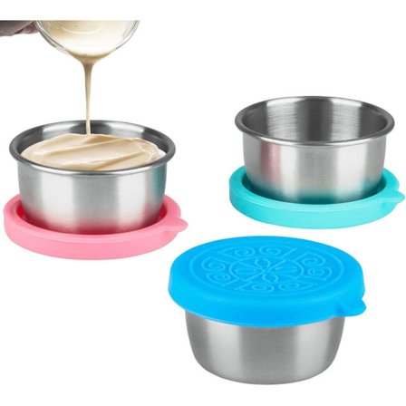 50 ml rustfrit stålsæt til yoghurt: 3-delt salatdressingbeholder, minikrukke med låg, lækagesikker dyppebeholder