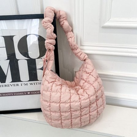Quiltad tygväska för kvinnor Puffer Tote Bag ROSA