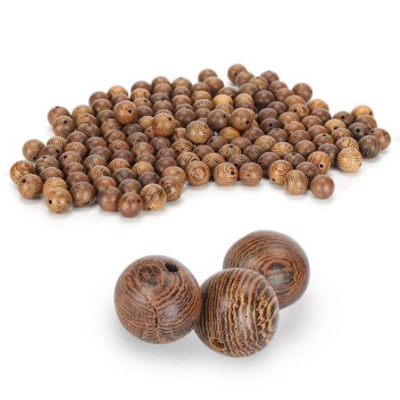 150 stk. Kugle Spacer Træ Rundt Hul Spredte Perleforsyninger DIY Smykkedekoration 10mm