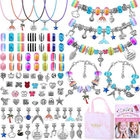DIY Charm Armbandstillverkningskit, Smyckestillverkningsmaterial Pärlor, Hantverkspresentset för Flickor Tonåringar Ålder 8-12