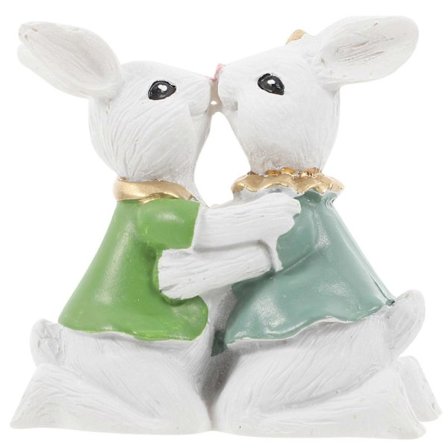 1 Par Påsk Kanin Par Staty Hylla Påsk Harts Kanin Figurin Kanin Påskdag Par Figurin för Glad Påsk Bordsdekorationer[HK]