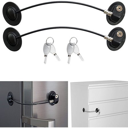 Barnsäkerhetslås, 2-pack, med 4 nycklar, för skåp,