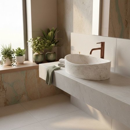 Overliggende håndvask Rea Dream Beige 50X36X15CM