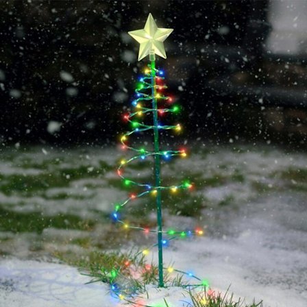 Aurinkovoimalla toimiva spiraali joulukuusi LED-valo ulkokoriste