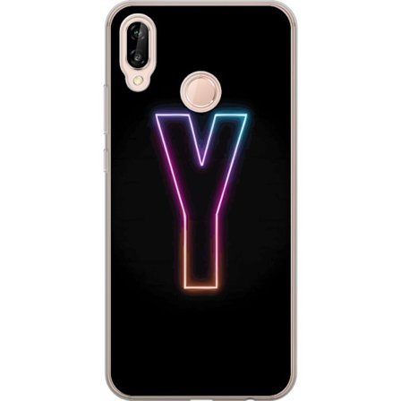 Kompatibelt Mobilskal till Huawei Huawei P20 lite Minimalistisk neonbokstav Y i färgskiftande ljus mot svart bakgrund