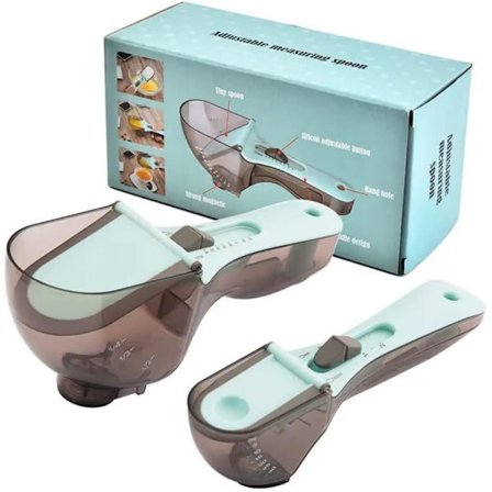 Justerbara Kub Måttskedar Set (Aqua Blå)