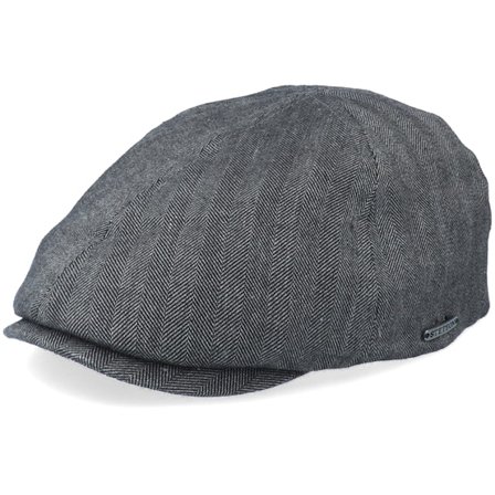 Stetson - Black - flatcap - Cap - Duck Cap Cotton/Linen Black Flat Cap - Hatstore