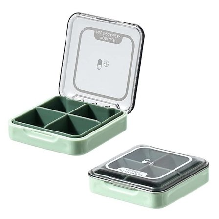Liten pilleboks, BPA-fri pilleetui med 4 store rom, fuktsikker bærbar pilleboks-organisator for reise