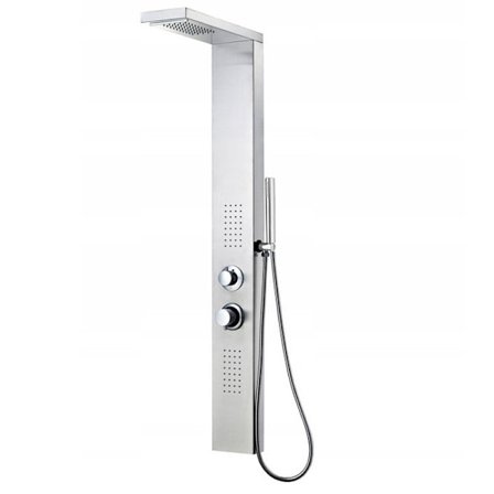 304 dusjpanel i rustfritt stål, regndusj med veggmontert dusjhode, hvit