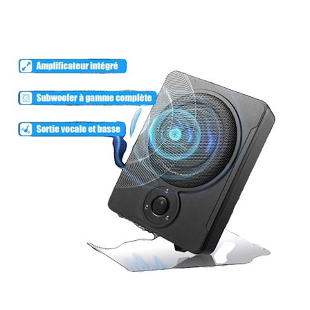 Under-säte Subwoofer, 200W Faktisk Effekt, 30-100Hz Frekvensrespons, 8" Högtalardiameter,8"