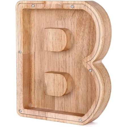 Personliga Brev Trä Spargris, AZ Bokstäver Myntbank Sparbössa med Tydliga Alfabet Klistermärken, Pengar Sparande Bank För Familj Jul Födelsedagspresen