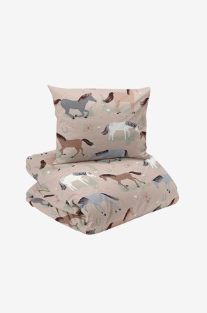 Redlunds - Hästar 2-d bädd - Beige - Påslakanset - 150X210 - Från Homeroom