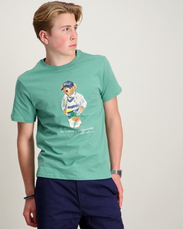 Polo Ralph Lauren POLO BEAR COTTON JERSEY TEE Grøn T-shirts Dreng - Kids Brand Store