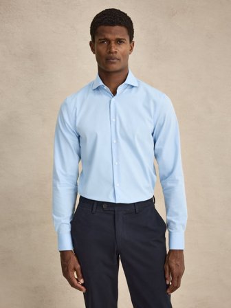 John Henric Men's Hellblau Cutaway-Hemd Slim Fit Size 38