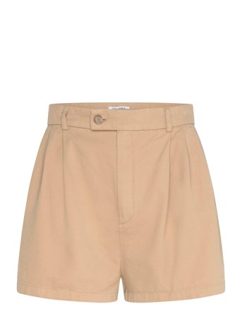 Filippa K High Waist Pleated Cotton Shor - Beige - 42